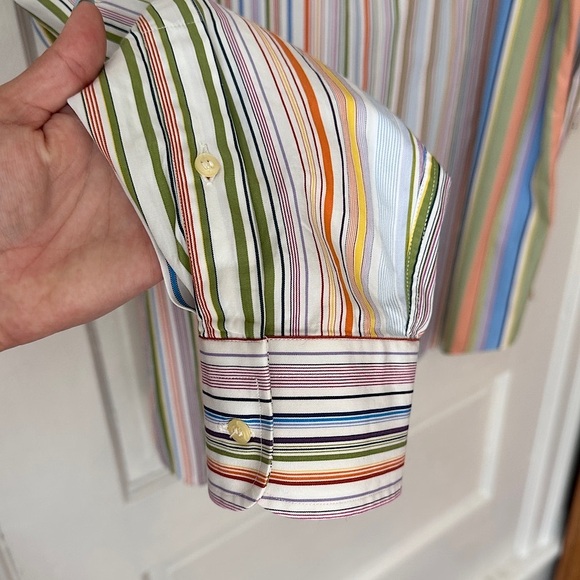 Paul & Shark Yachting Men’s Button Down Collared Shirt Colorful Stripe Print - Picture 14 of 16